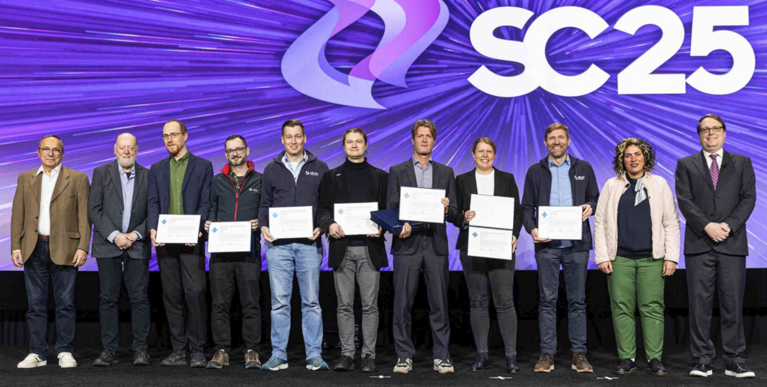 Group photo of the winners of the Gordon Bell Prize for Climate Modelling 2025.